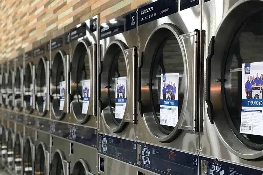 Row of Dexter stack dryers at Laundry Pro Ypsilanti
